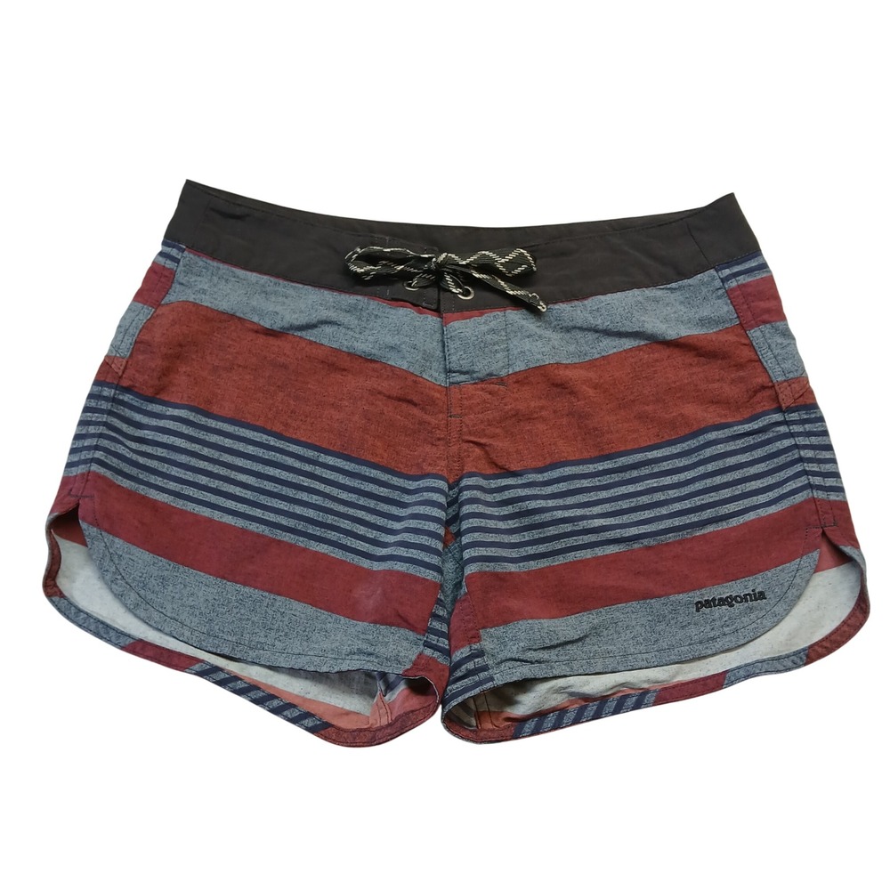 Patagonia Barely Baggies Board Shorts Womens 2 Striped Red Blue 76598 FA18